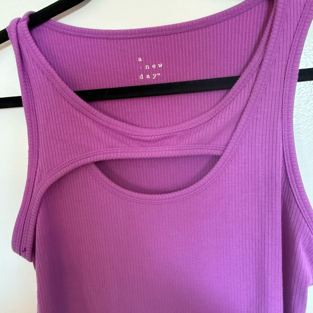 a new day Purple peekaboo Tank Top